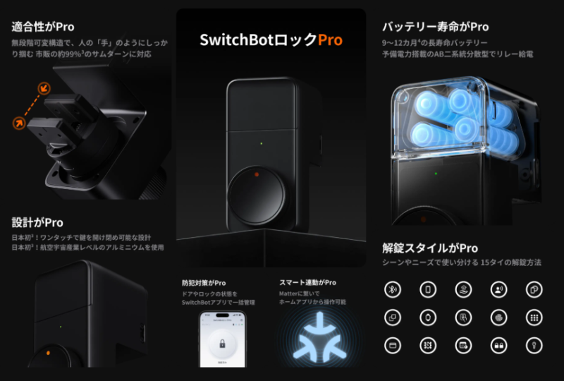 SwitchBot スマートロック プロ 指紋認証パッド 暗証番号